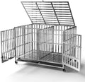 Collapsible Stainless Steel Dog Crate 30ft to 48ft - Lockable Wheels