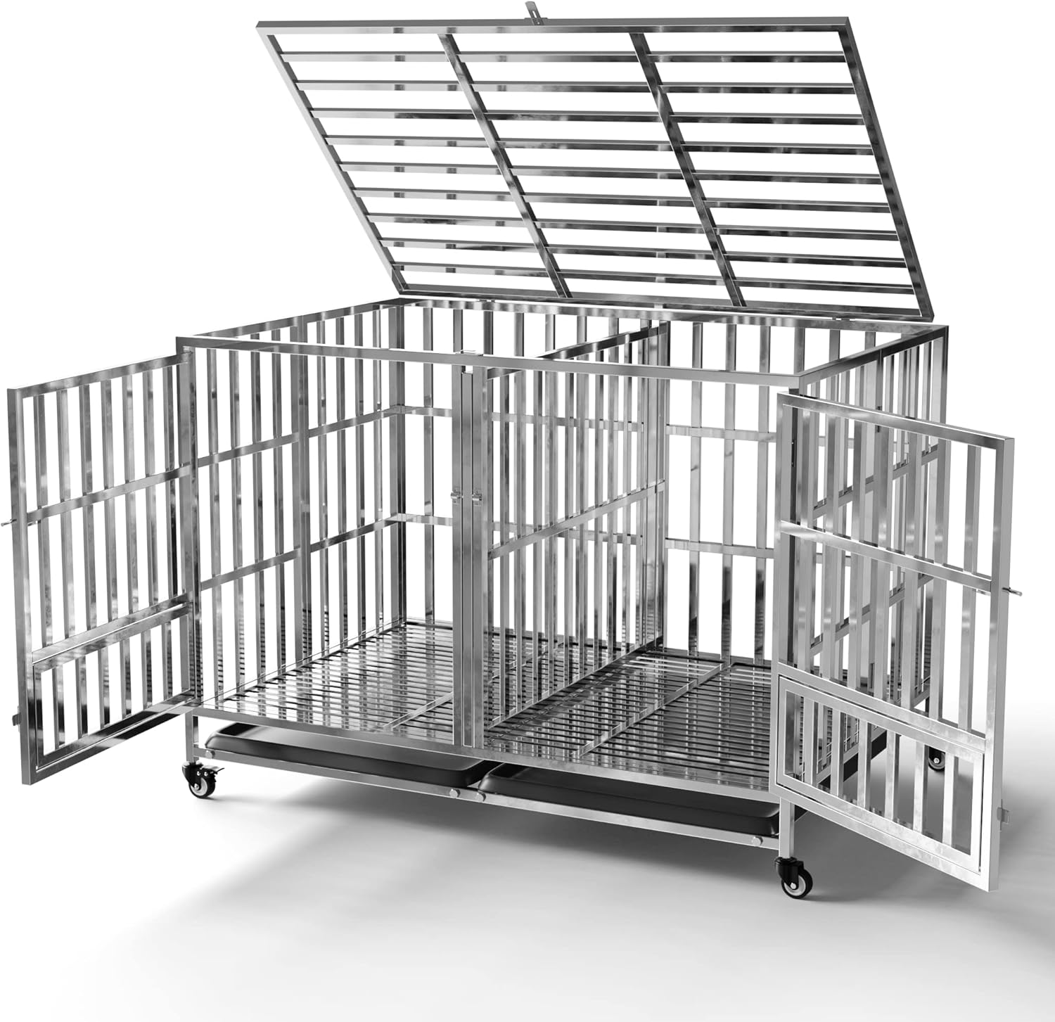 Collapsible Stainless Steel Dog Crate for Indoor and Outdoor Use
