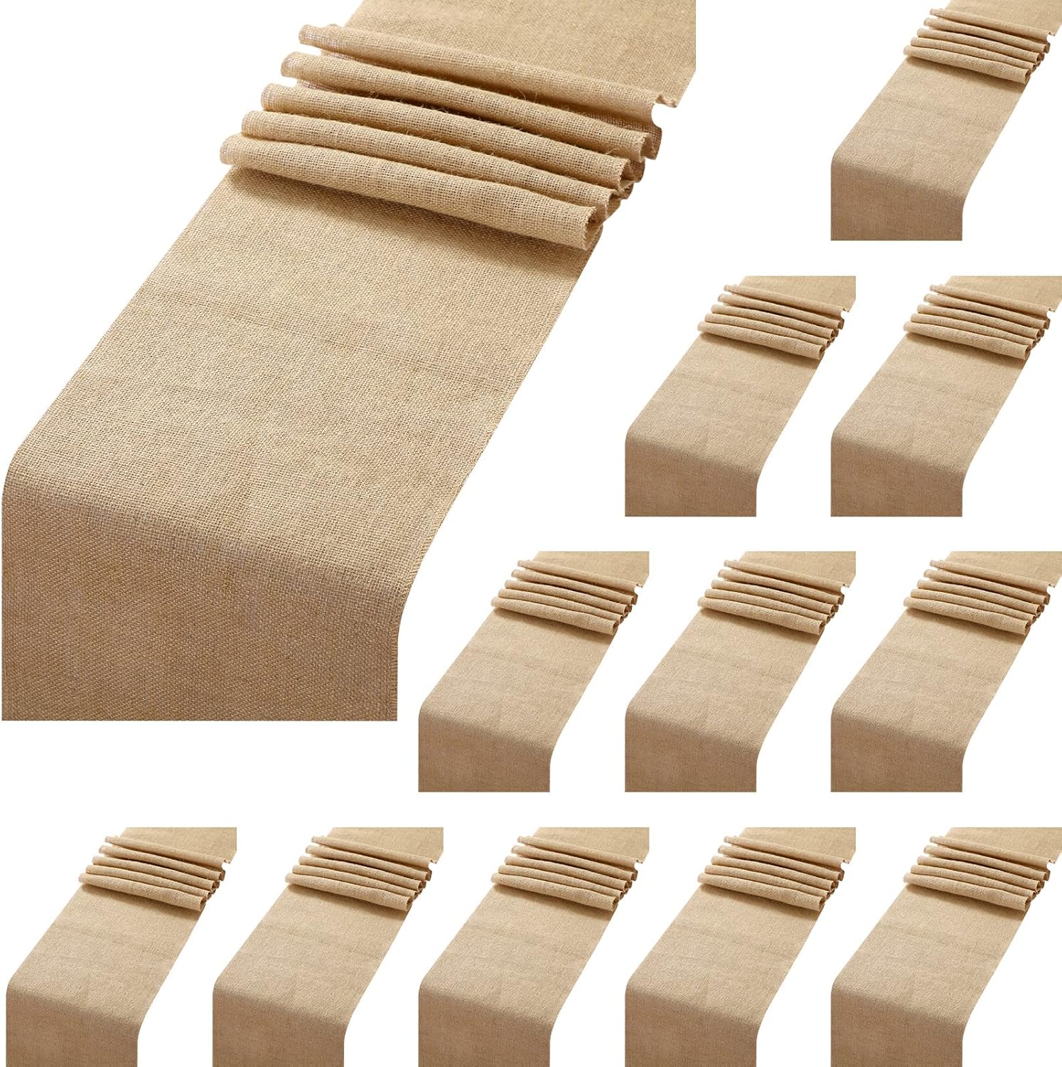 12 Pack Burlap Table Runners for Rustic Country Weddings