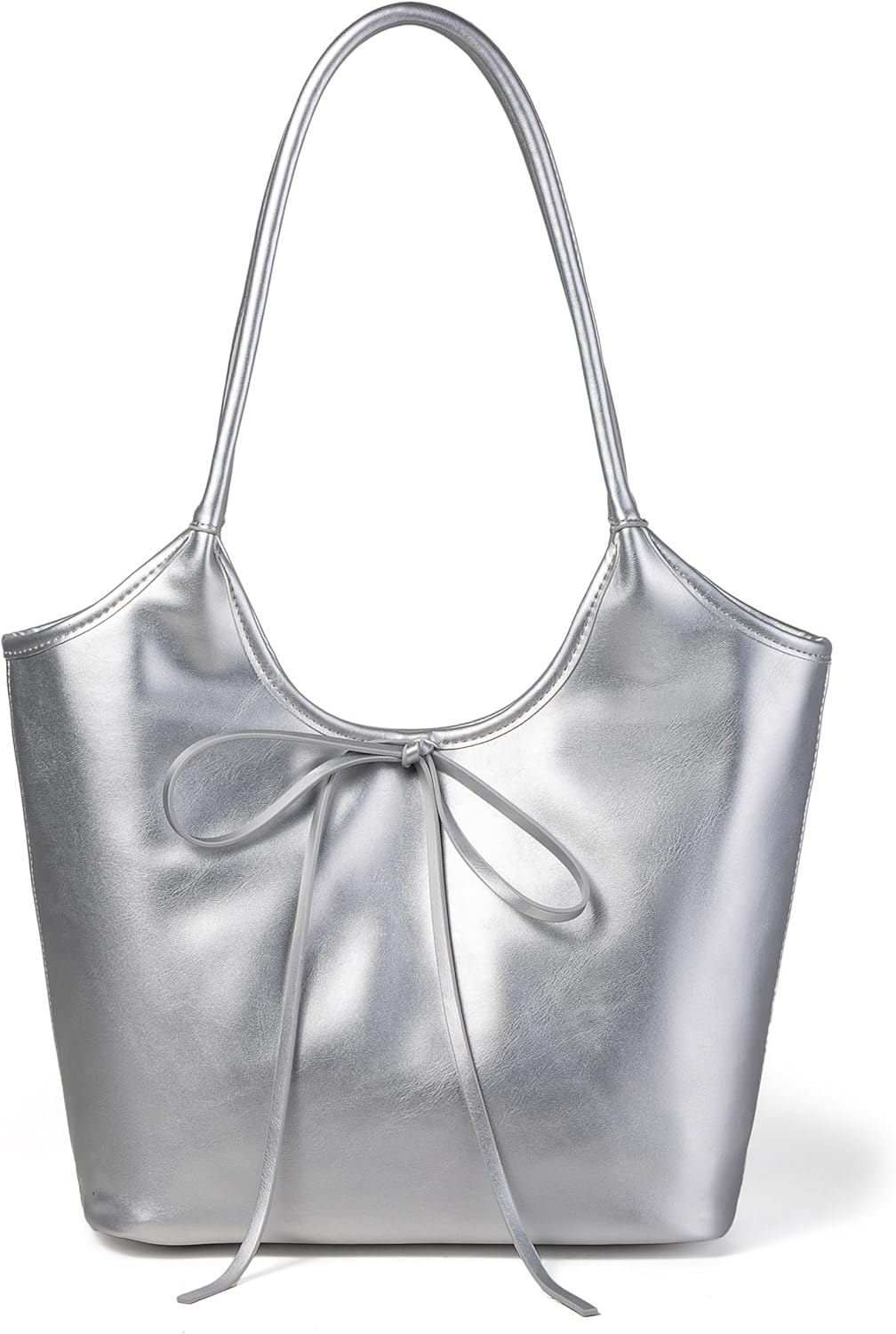 Vintage French Bow Tote Bag Large Capacity Chic Hobo Satchel