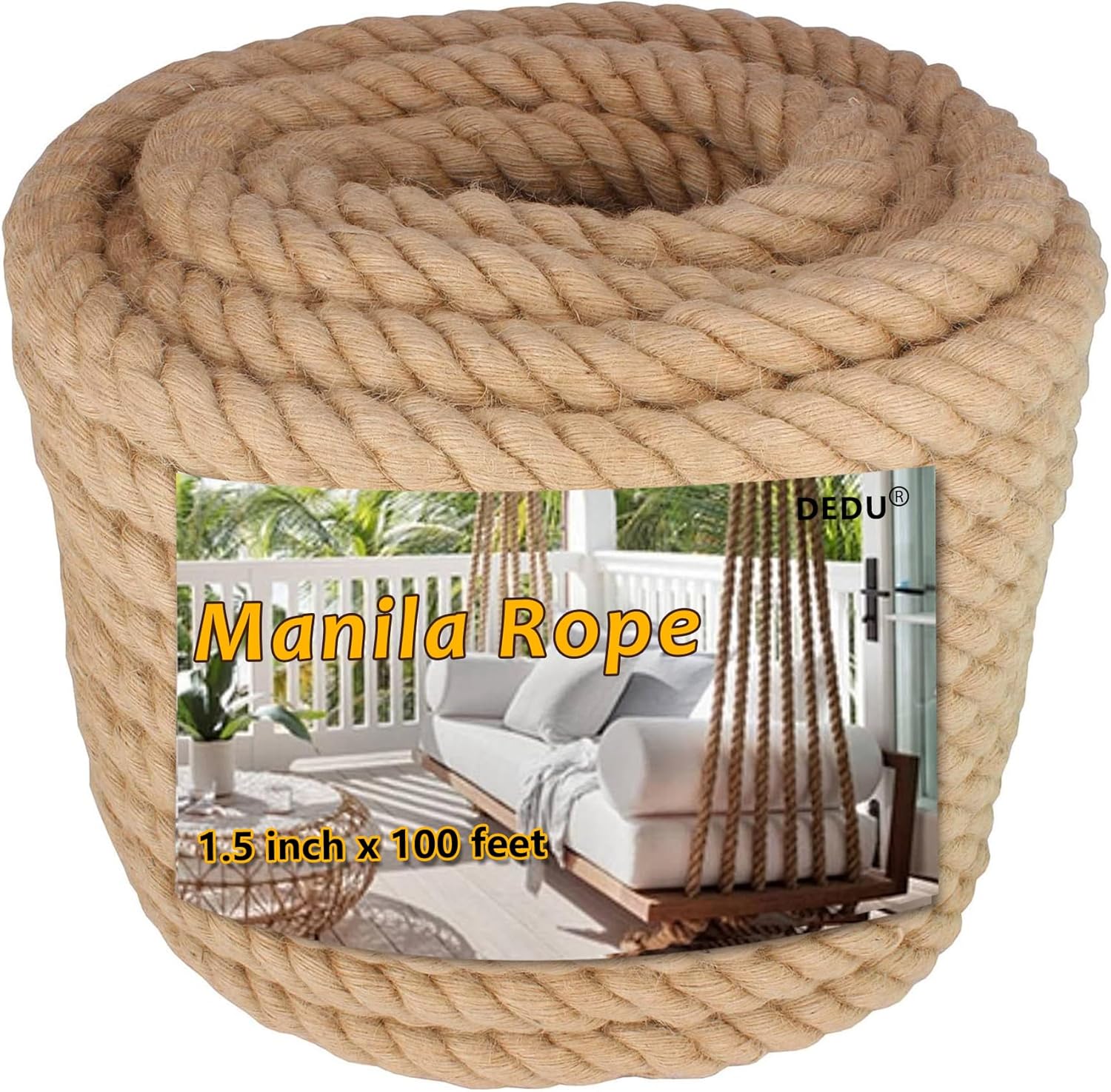 1.5 Inch x 100 Feet Treated Manila Rope for Versatile Use
