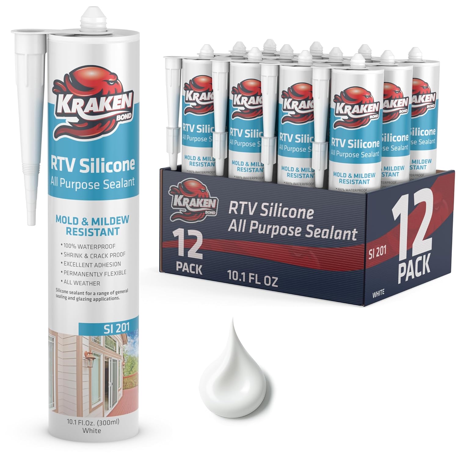 Kraken Bond RTV White Silicone Caulk for Windows and Doors