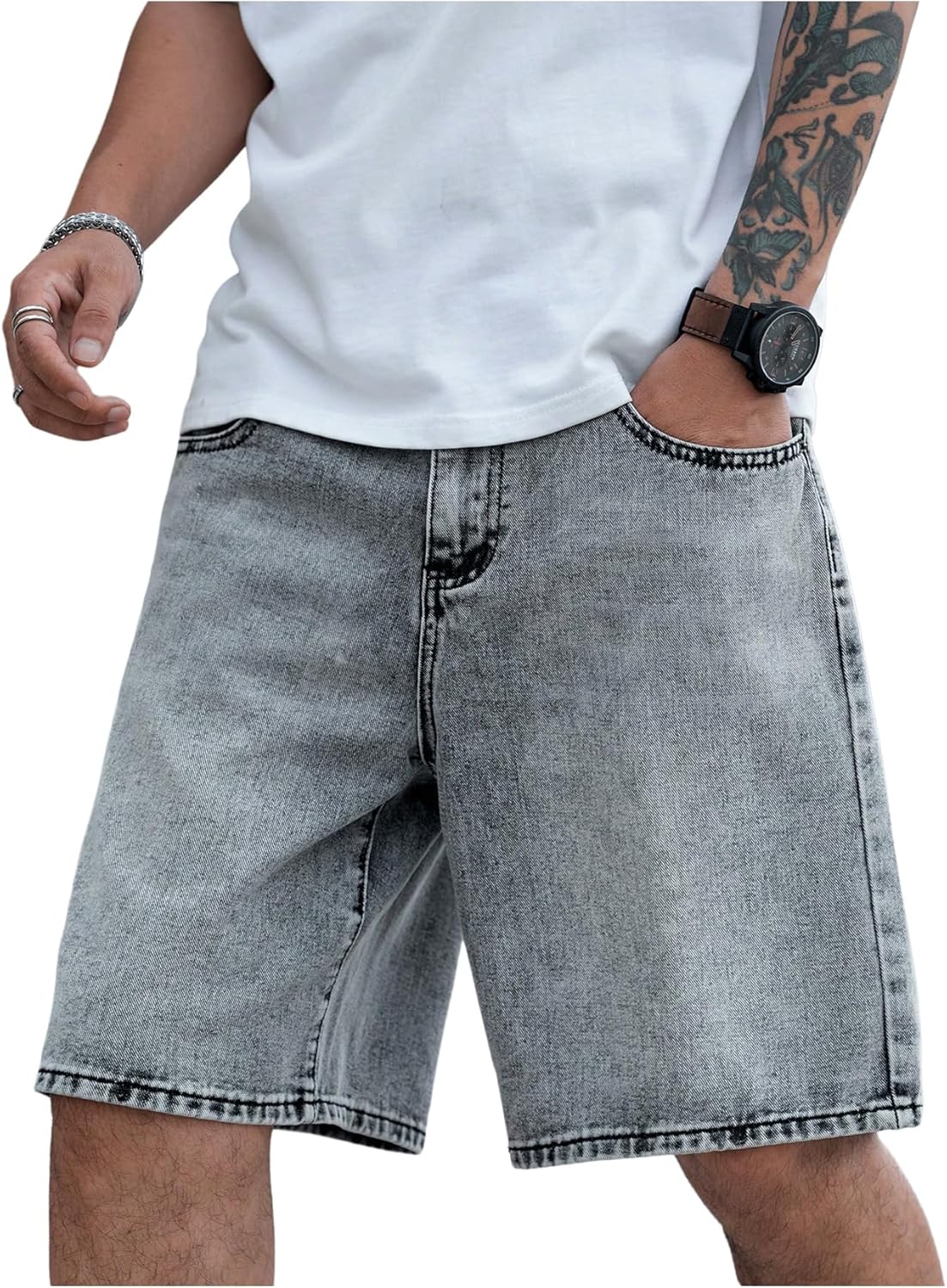 Verdusa Men's Jorts Baggy Jean Shorts for Summer Casual Wear