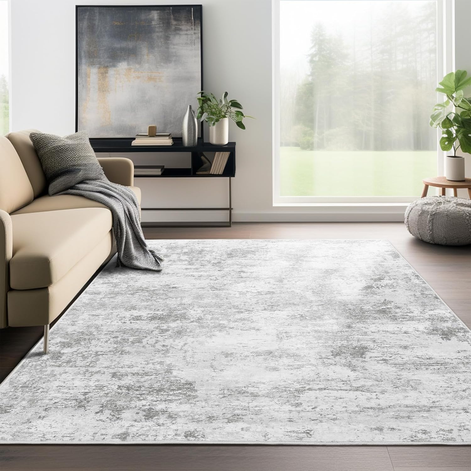 Modern Abstract Area Rug 4x6 - Stylish Non Slip Design