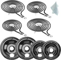 Black Porcelain Drip Pan & Electric Burner Set - Replacement Drip Pans