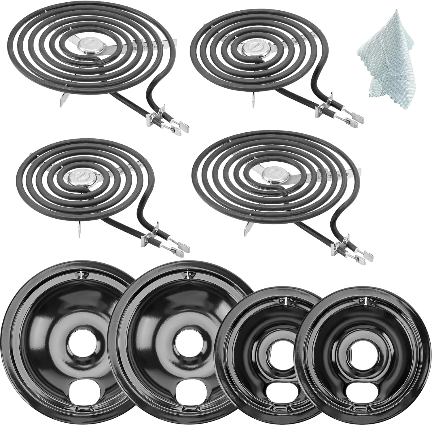 WB31M20 and WB31M19 Black Porcelain Drip Pan Set for Electric Stoves