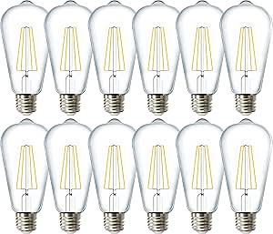 Vintage LED Edison Bulbs 60W Equivalent Dimmable ST64 12 Pack