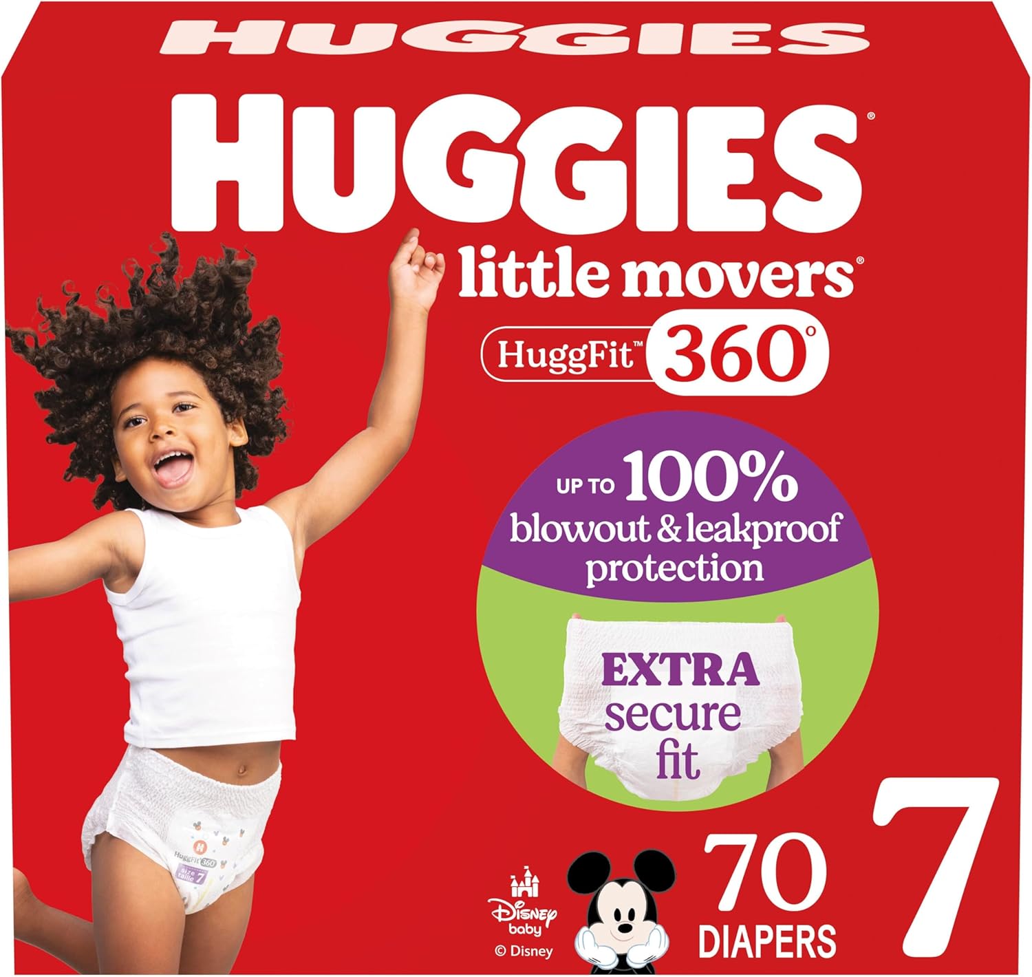 Huggies Size 7 Baby Diapers with 360 Waistband for Comfort
