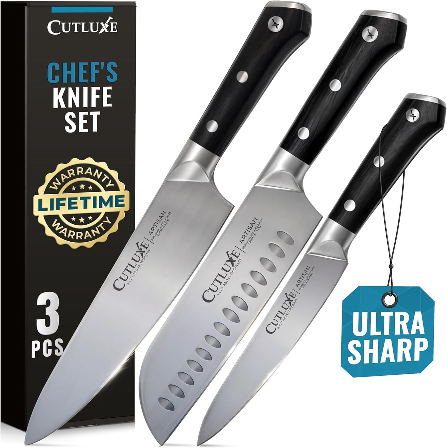 Cutluxe Chef Knife Set - 3 PCS Professional Kitchen Knives