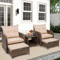 5 Pieces Patio Chairs Set with Ottomans - Space-Saving Outdoor