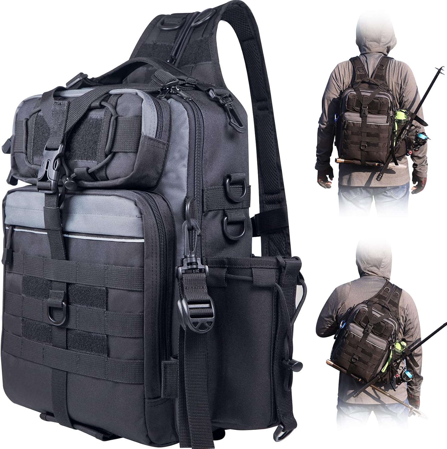 BLISSWILL Outdoor Tackle Bag - Large Water-Resistant Fishing Backpack