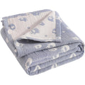 Muslin Cotton Toddler Blanket 45x60 - Reversible Blue Elephant