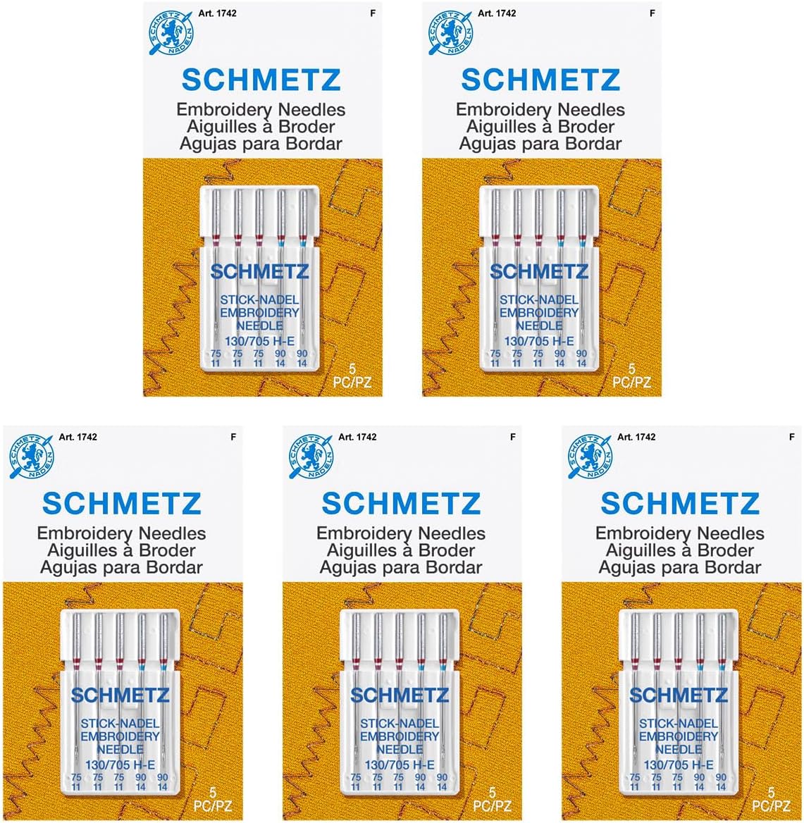 SCHMETZ Precision Embroidery Needles 5-Pack