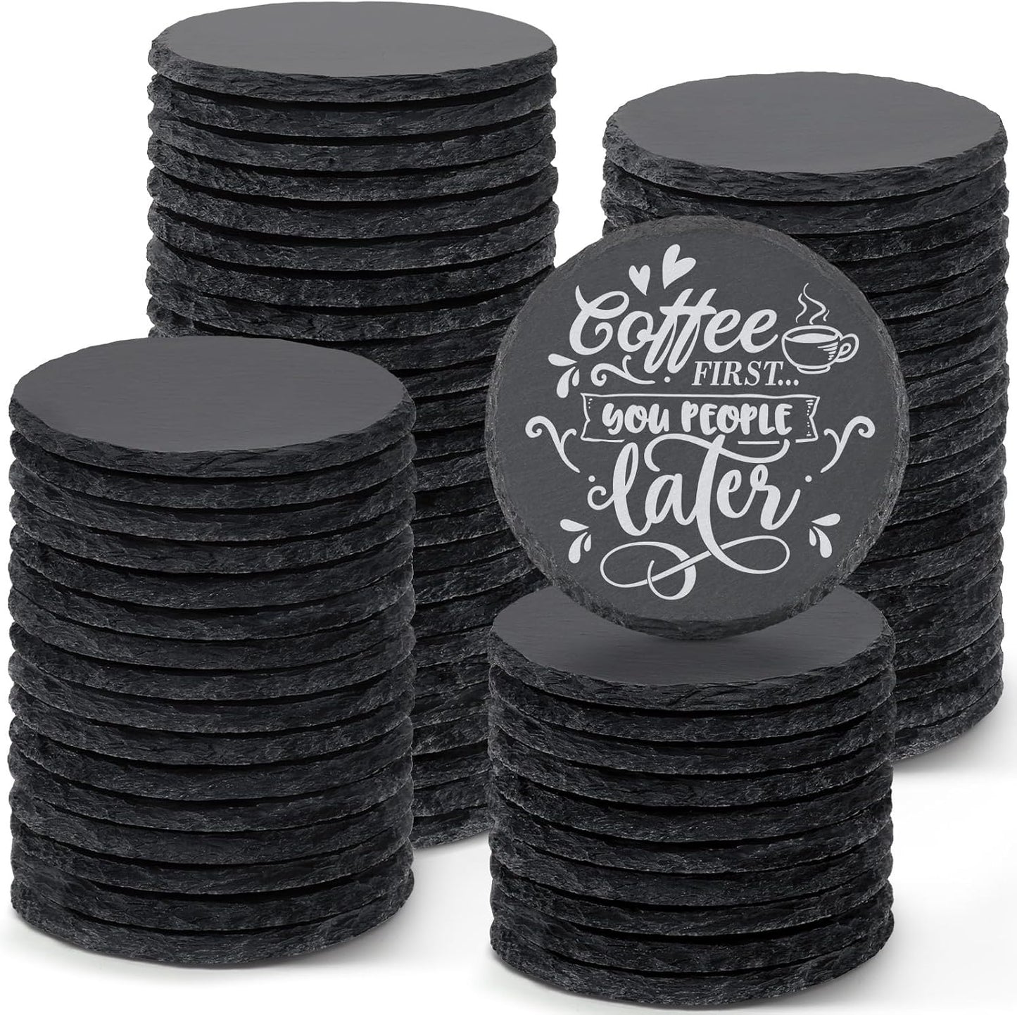 72 PCS Round Slate Coasters for Laser Engraving and Crafts