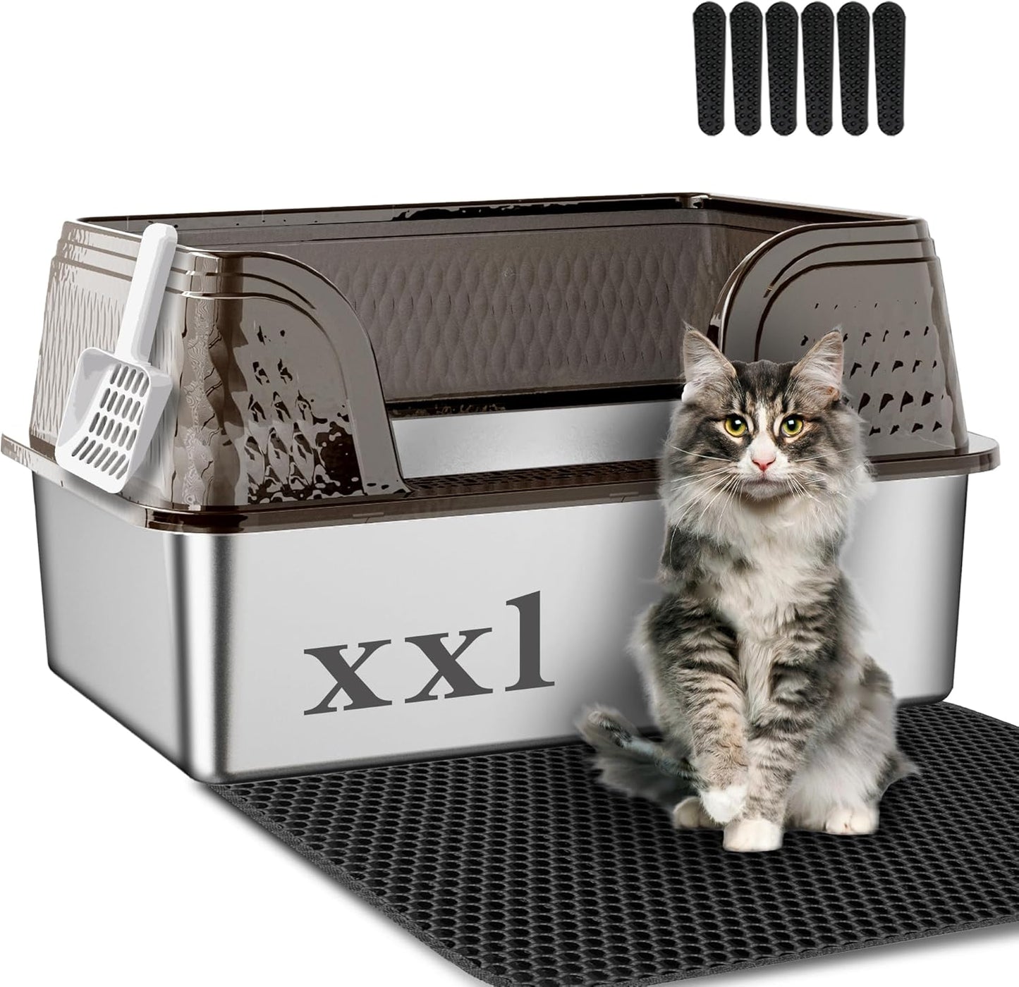 Extra Large Stainless Steel Litter Box for Big Cats with Lid