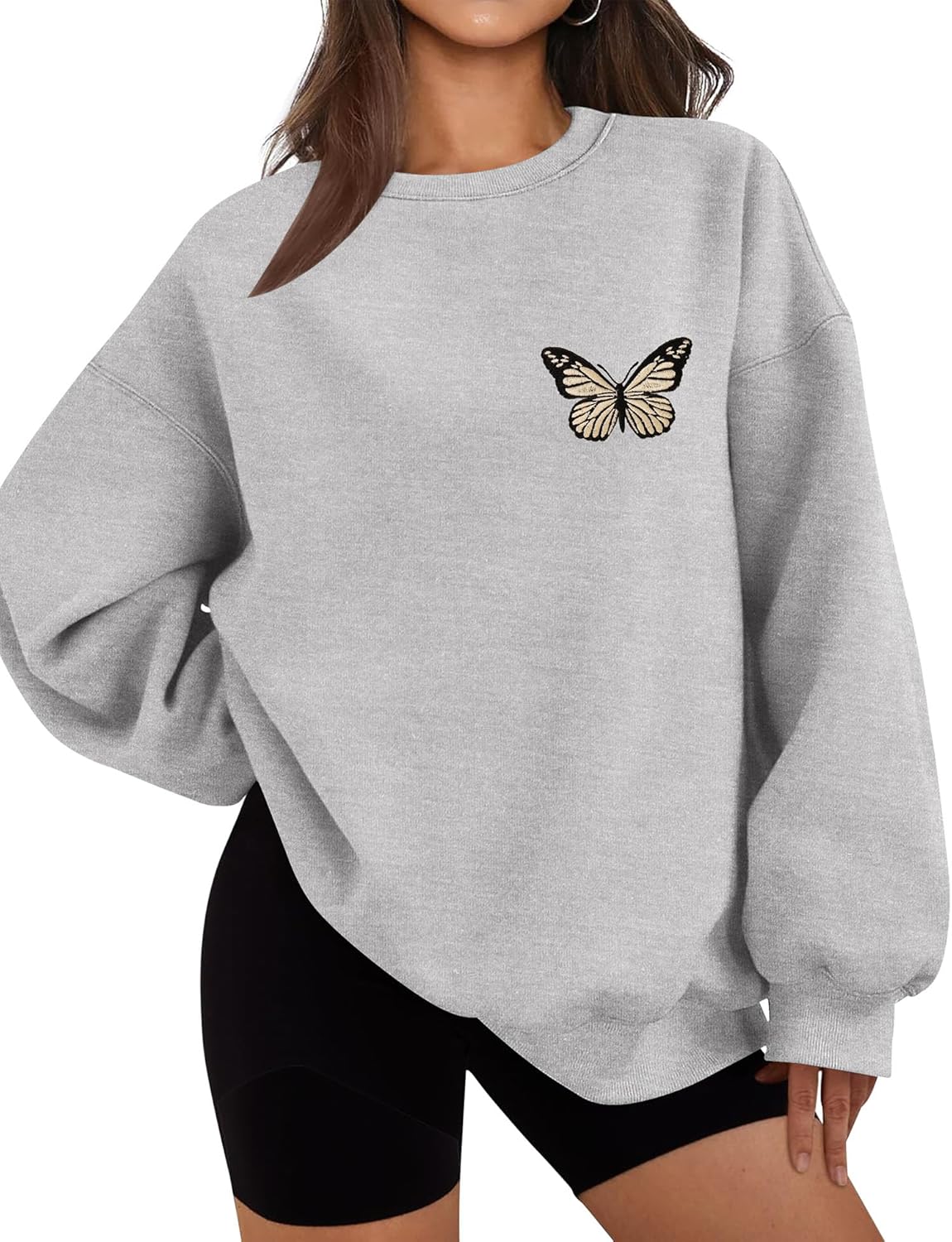 LOMON Oversized Sweatshirt for Women - Casual Fleece Pullover