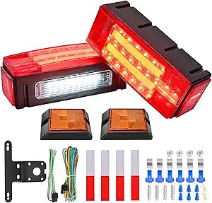Nilight Rectangular LED Trailer Light Kit with Halo Glow Design