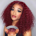 Curly BOB Wig for Women Dark Burgundy 16in - 5x5 HD Lace