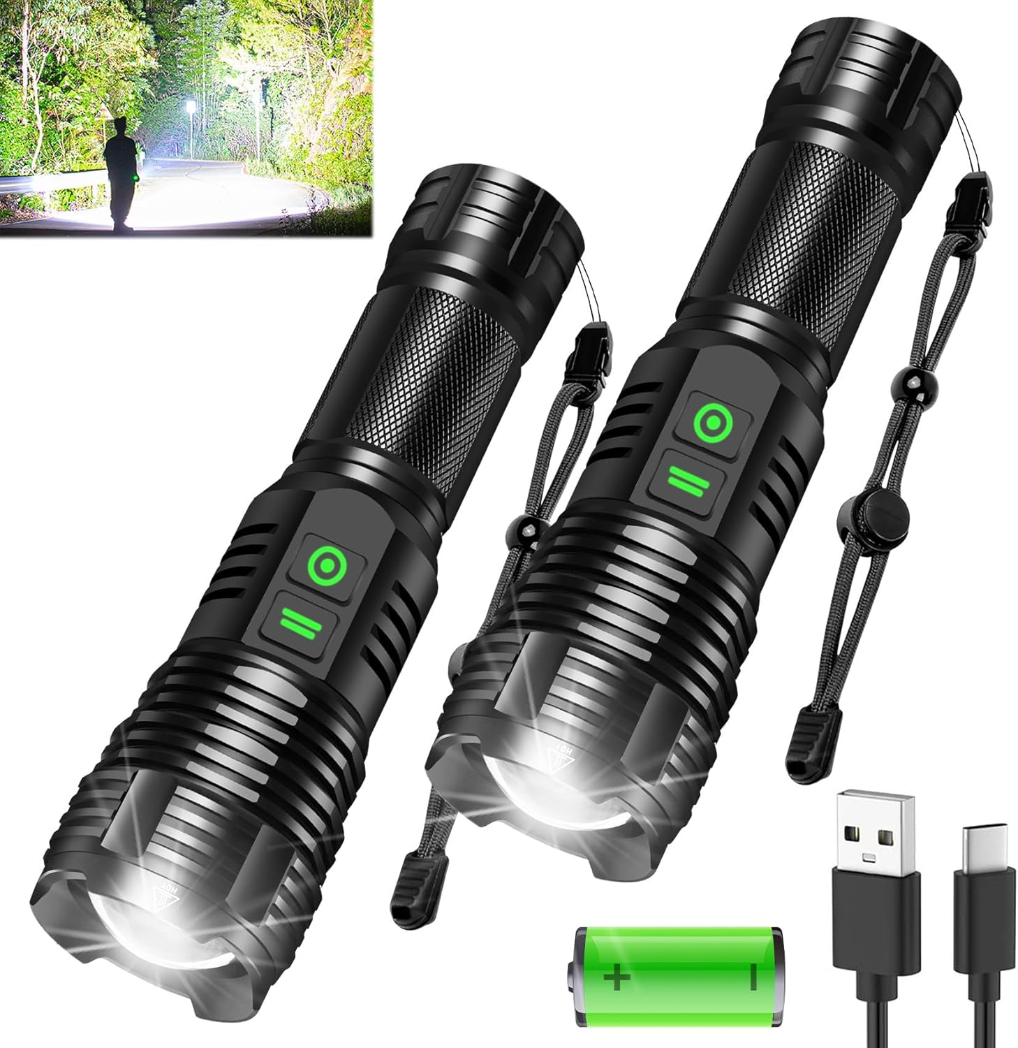 100000 Lumens Rechargeable Flashlights for Outdoor Adventures