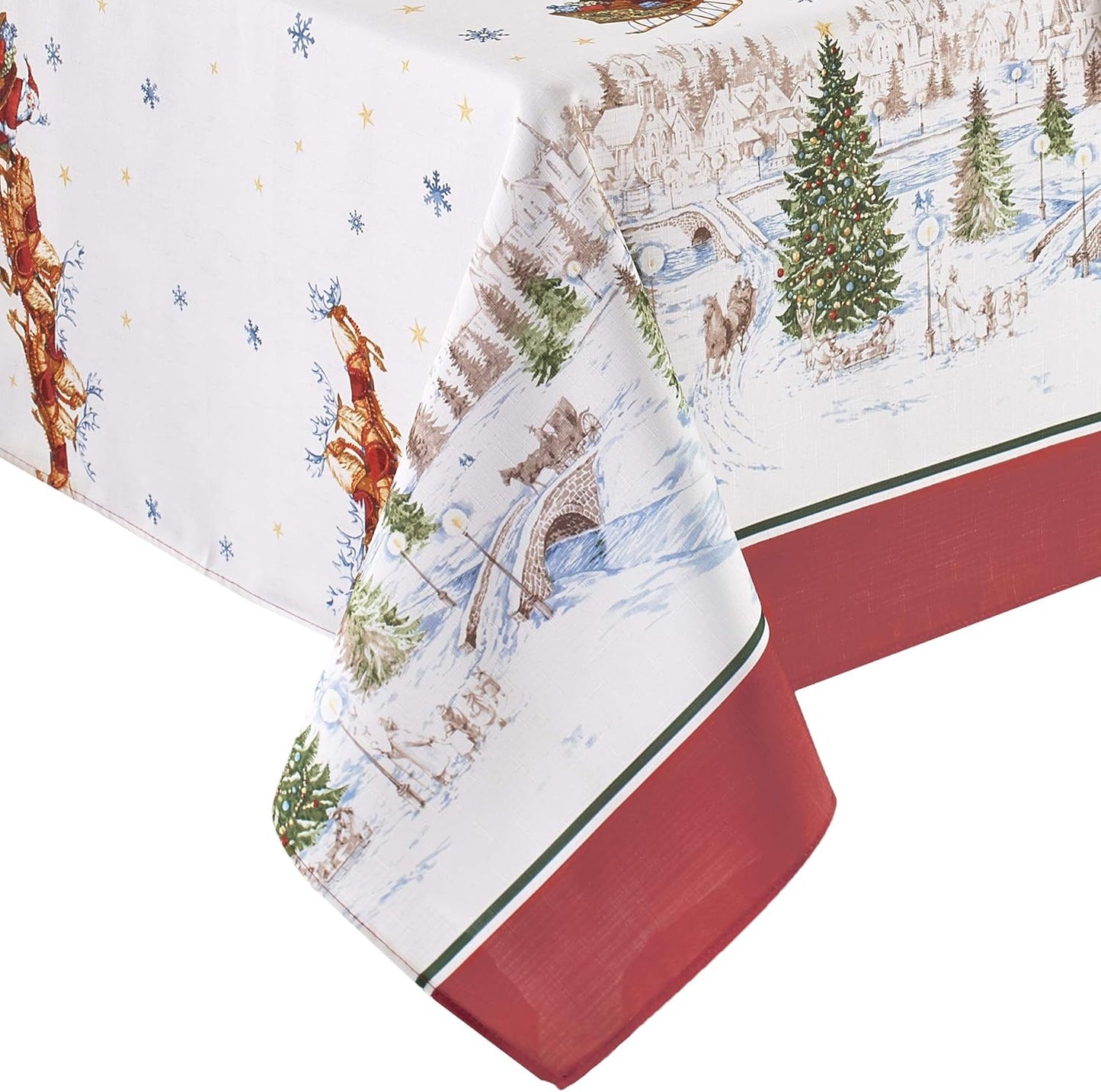Elrene Home Fashions Santa Snowy Sleighride Tablecloth 60in