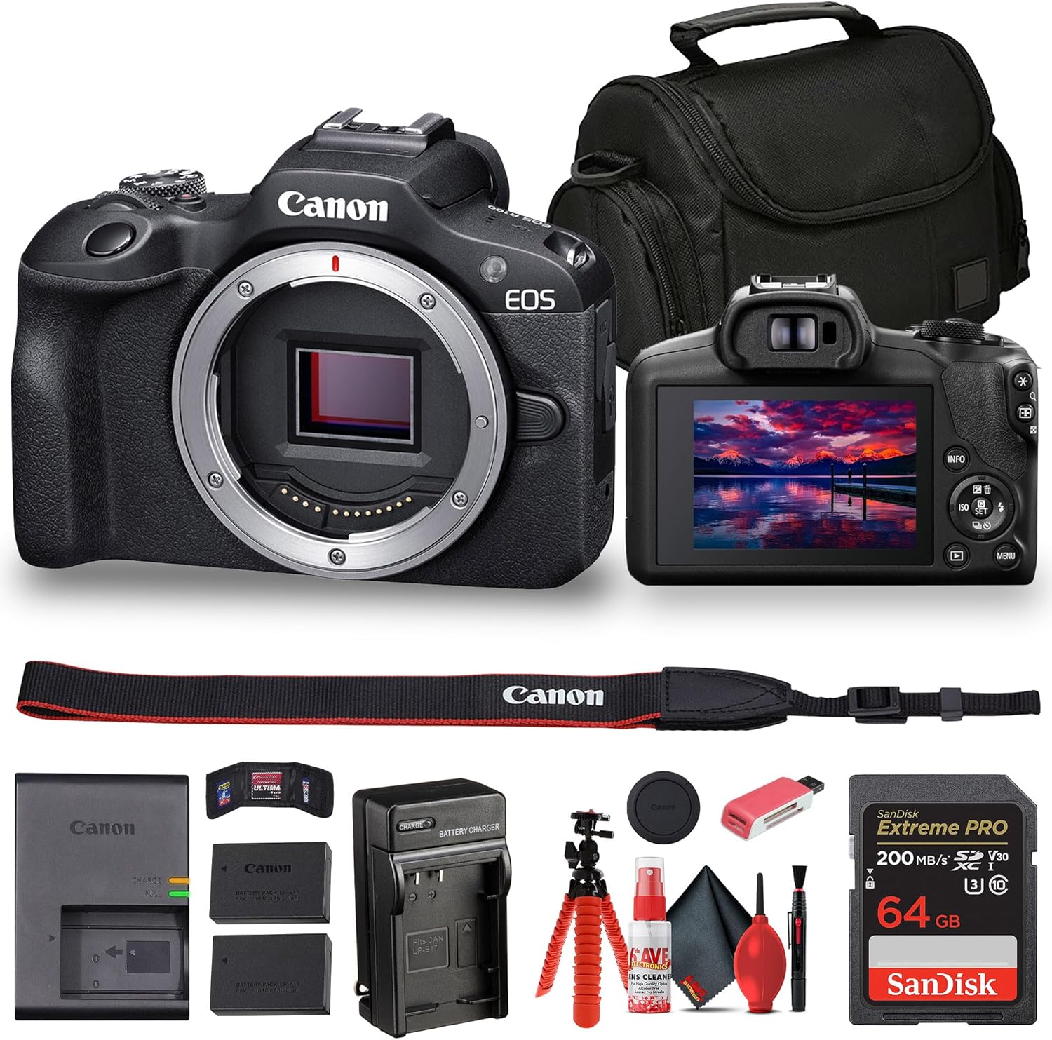 Canon EOS R100 Mirrorless Camera Bundle with Accessories
