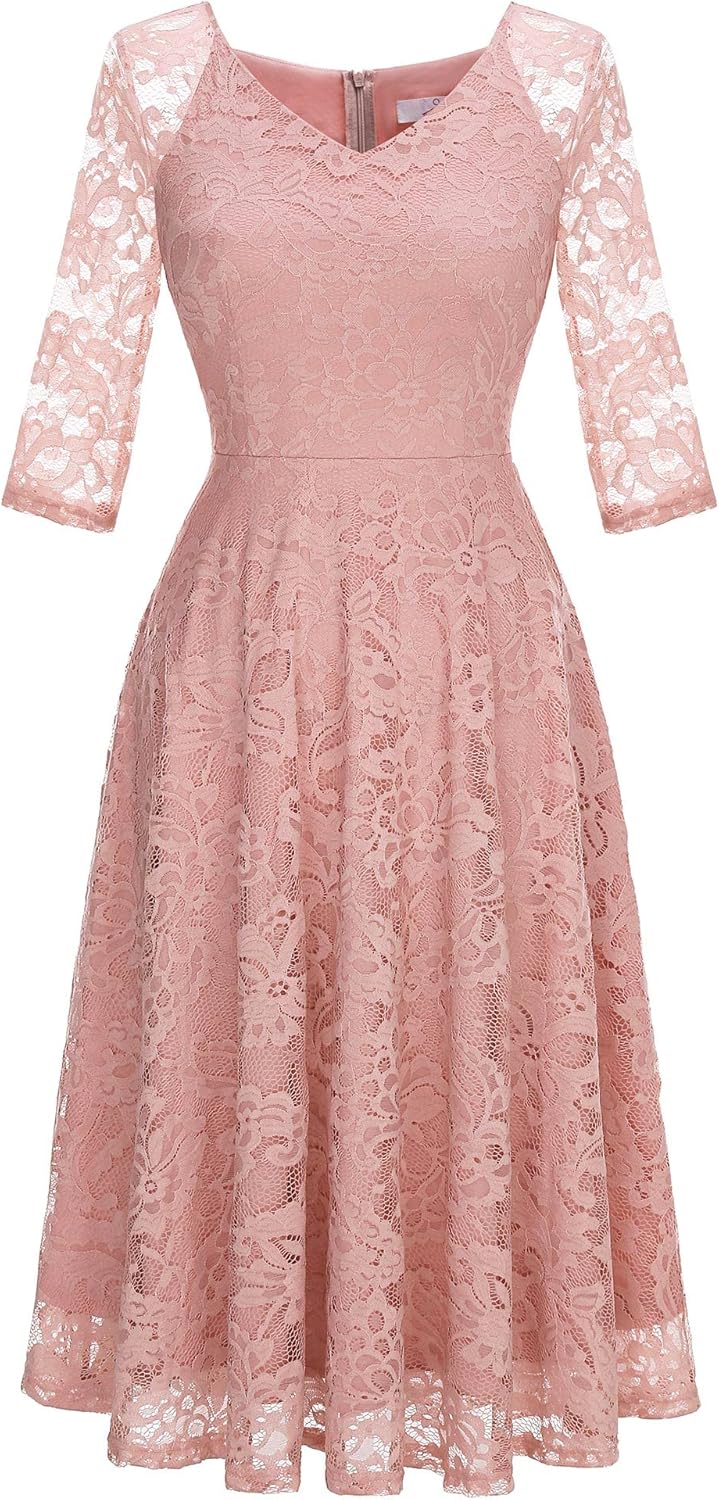 Elegant Long-Sleeve Lace Wedding Guest Dress for Special Occasions