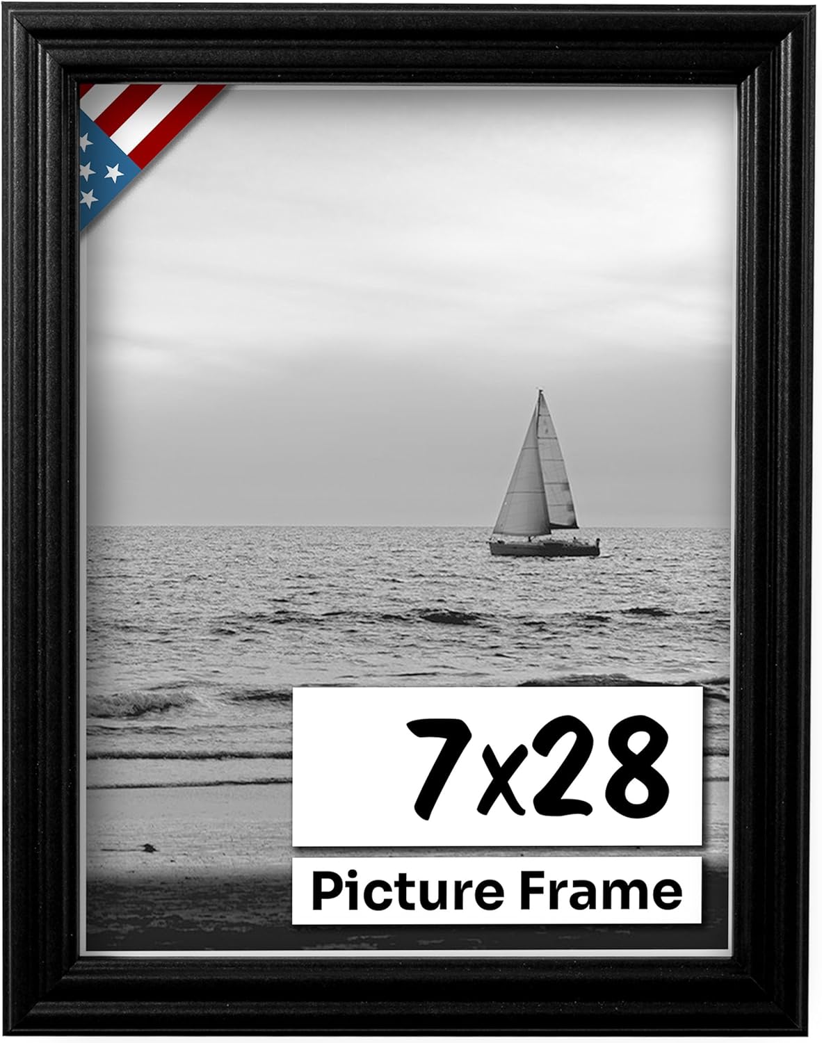 Black 7x28 Picture Frame - Handmade Solid Wood Wall Decor