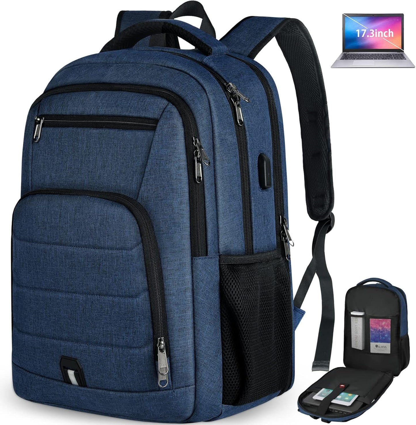 RAINSMORE 17 Inch Laptop Backpack for Travel and Work