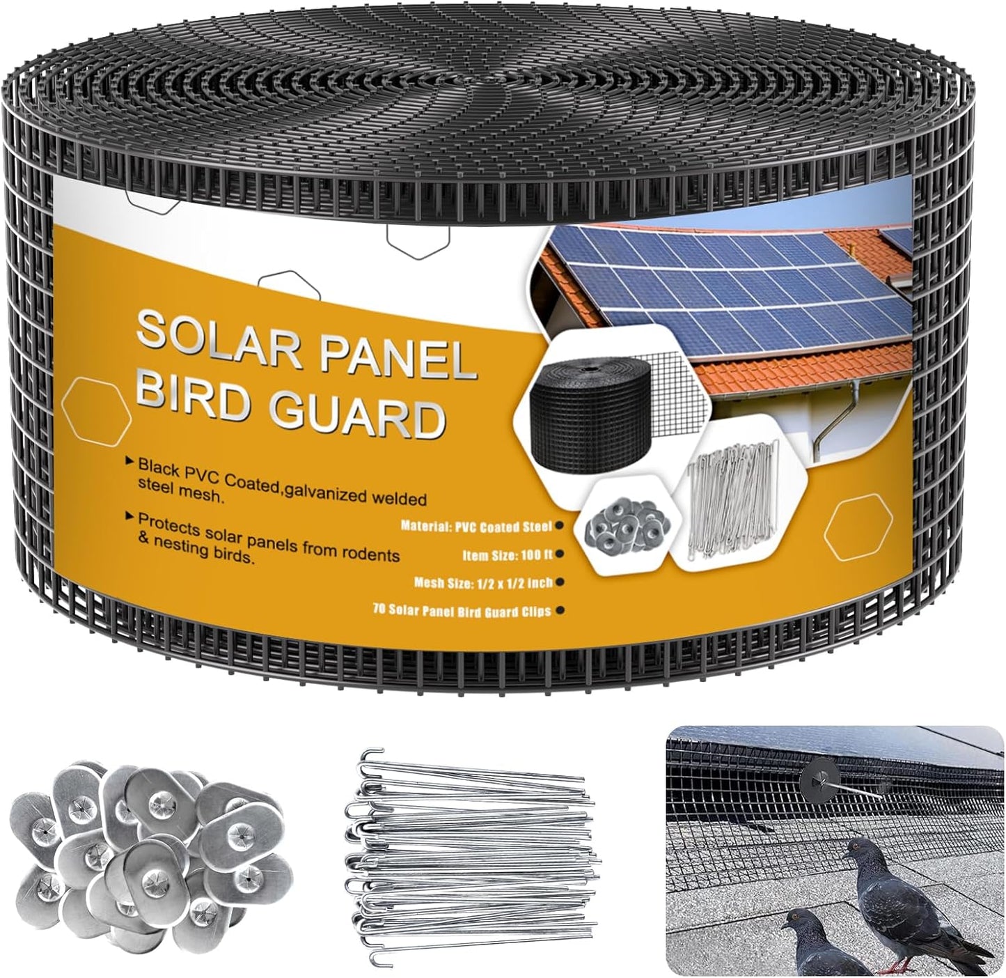 Solar Panel Bird Guard 8in x 100ft Critter Guard Kit for Protection