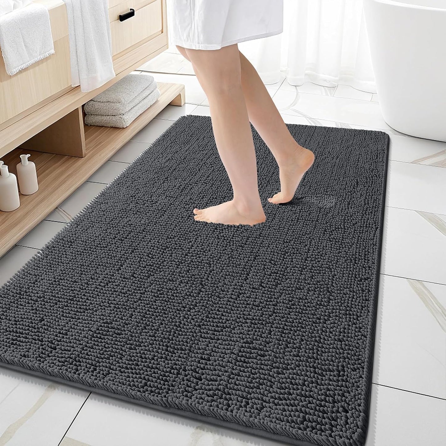 OLANLY Extra Soft Chenille Bath Rugs 59x35 for Ultimate Comfort