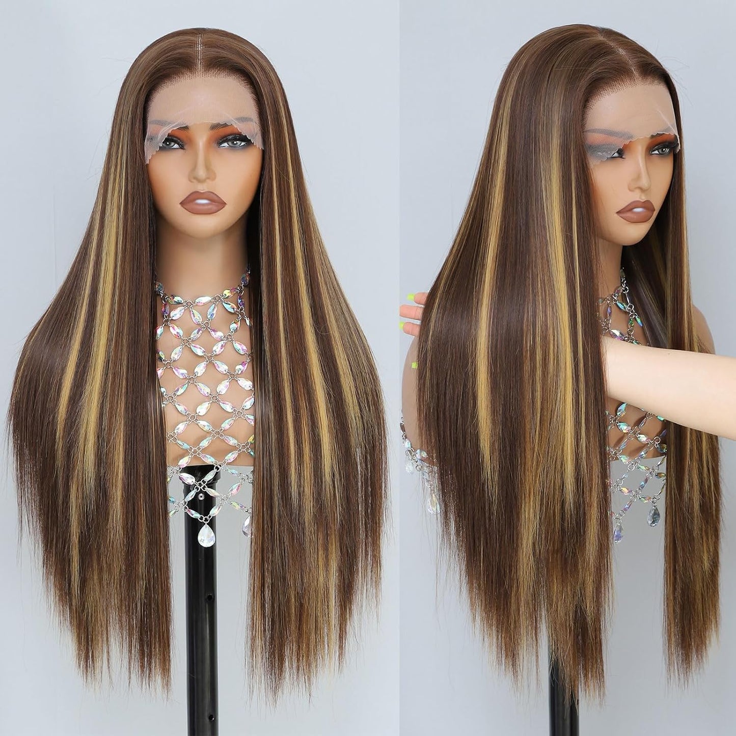 Synthetic Lace Front Wig for Black Women - Honey Blonde 26 Inch