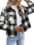 Flannels for Women Cropped Shacket Jacket Plaid Button Down Shirt is