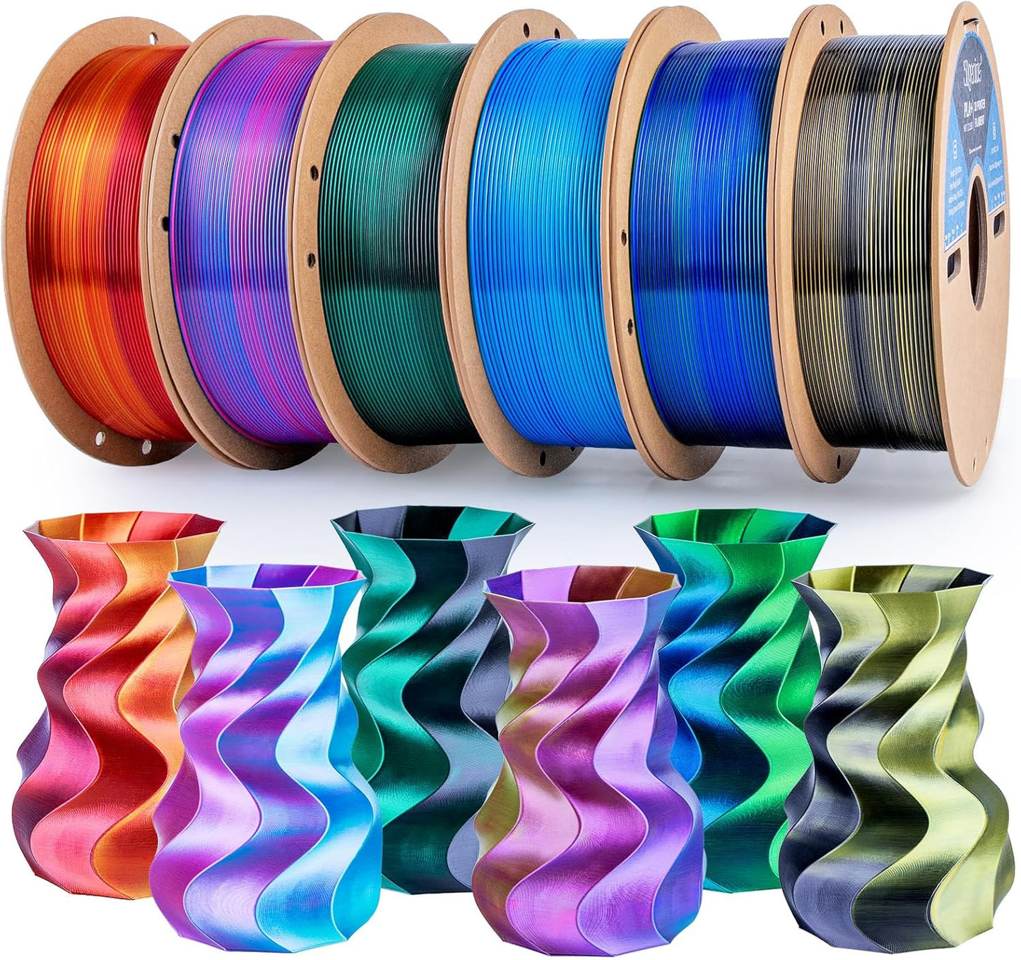 3D Printer Filament Bundle Silk PLA 1.75mm Pack for FDM Printers