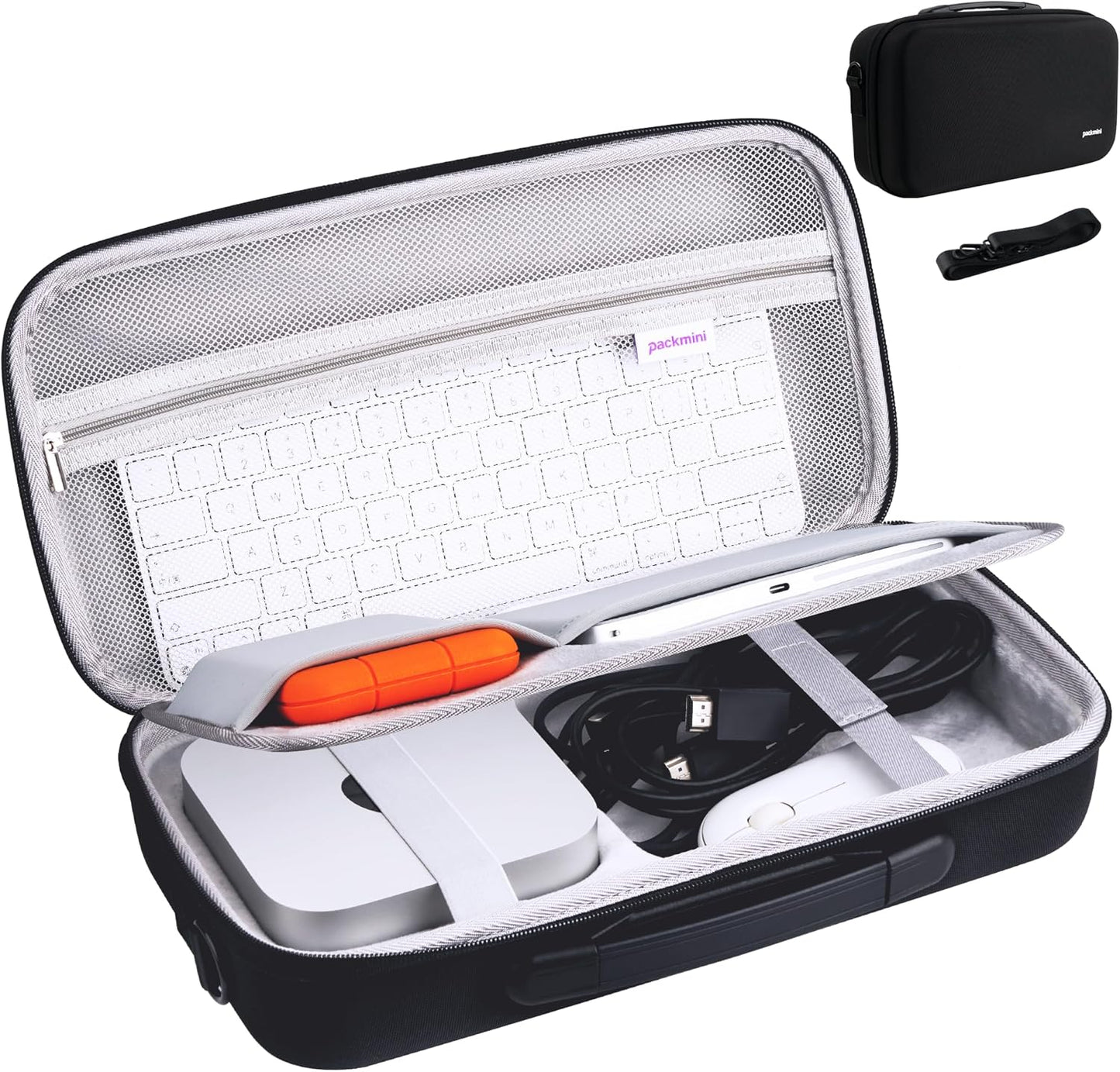 Portable Mac Mini Travel Case with Keyboard/Trackpad Compartments