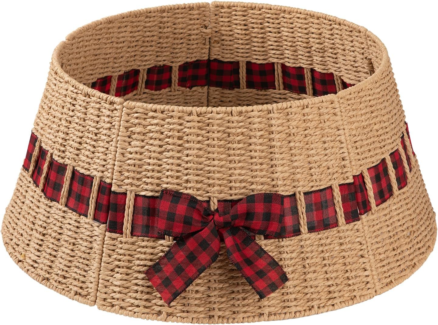 OIAHOMY Christmas Tree Collar - Wicker Holiday Tree Skirt