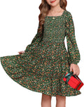Girls Fall Long Sleeve Floral Smock Tiered Dress Size 5-14