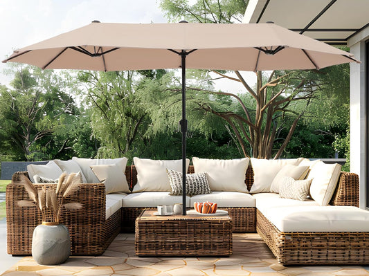 PHI VILLA 13ft Large Double-Sided Patio Umbrella for Sunshade