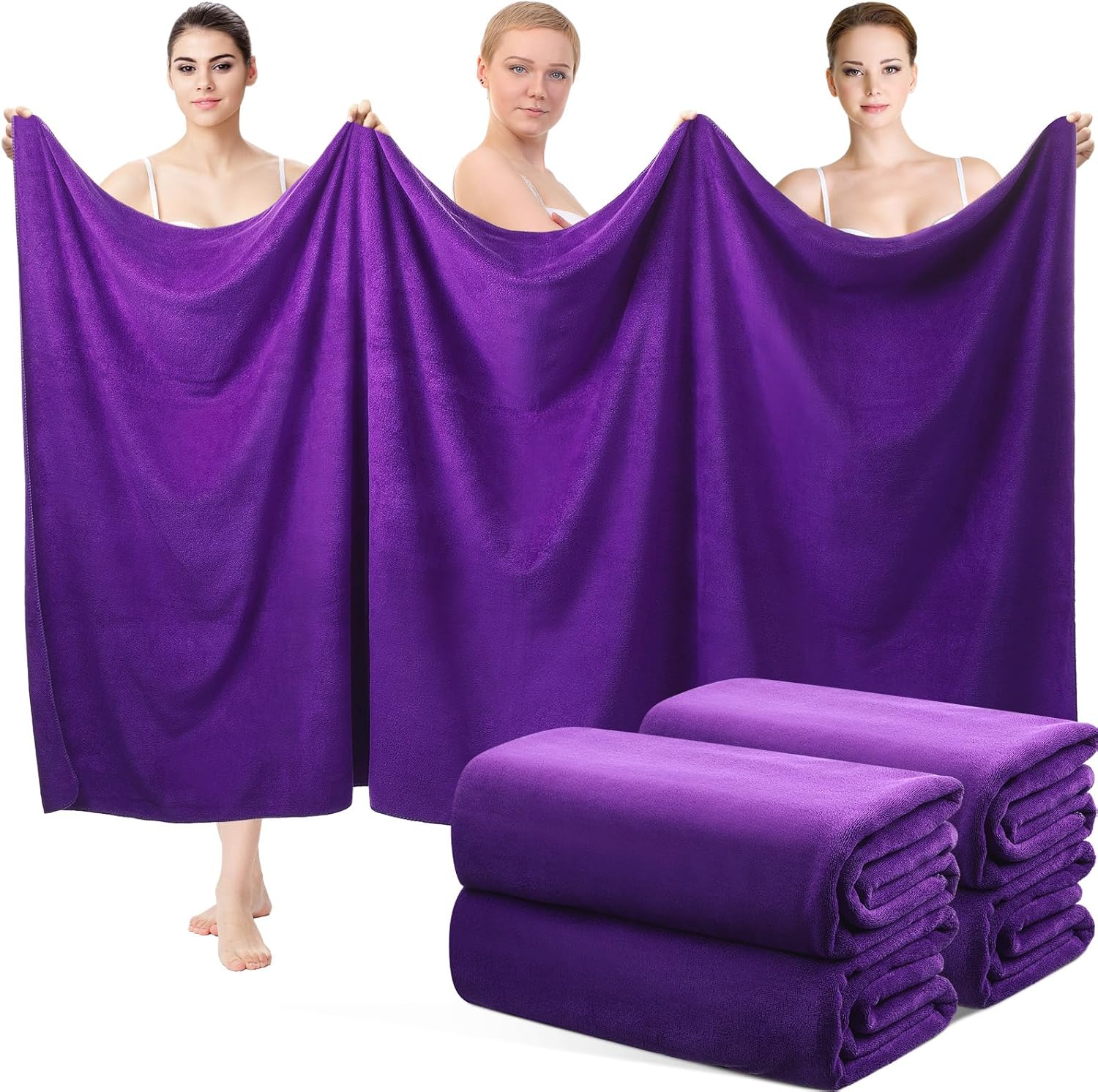 Oversized Bath Towels 4 Pcs Microfiber Quick Dry Soft Sheets