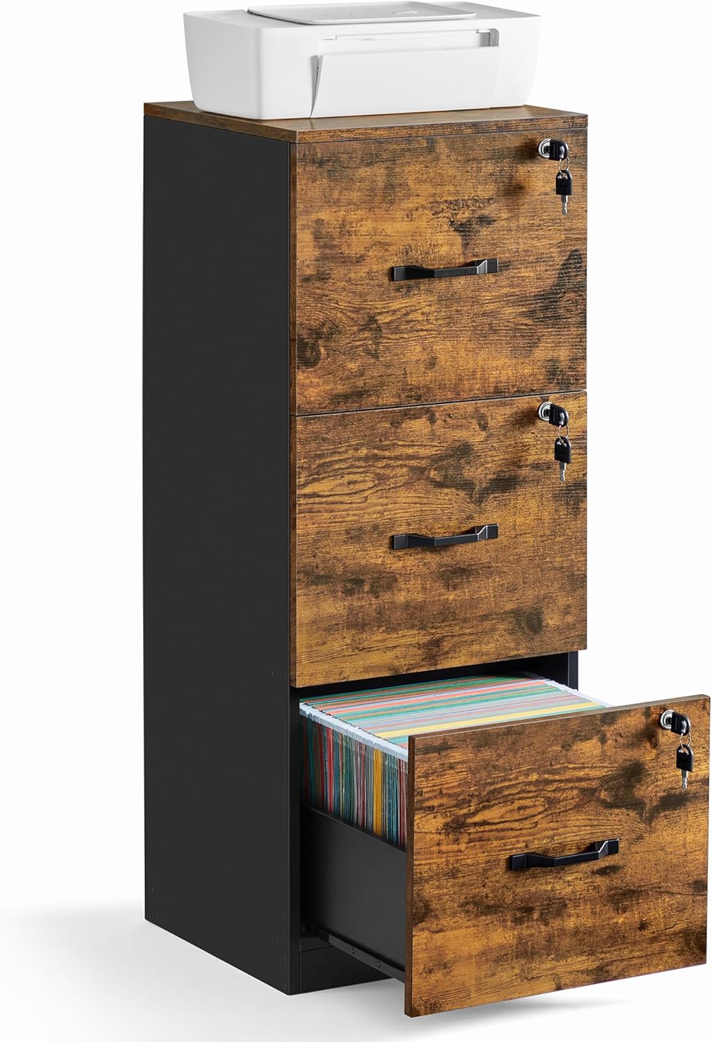 VASAGLE 3-Drawer Vertical File Cabinet for Home Office Storage