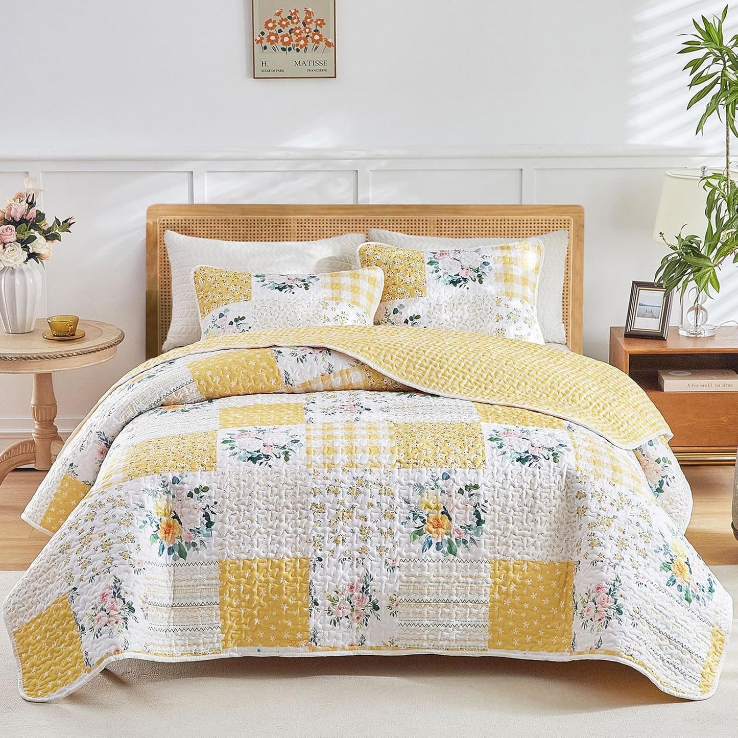 Joyreap 3 Pieces Patchwork Quilt Set California King Size