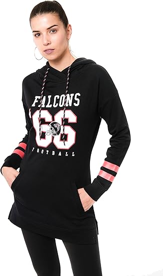 Ultra Game NFL Womens Soft French Terry Tunic Hoodie Pullover