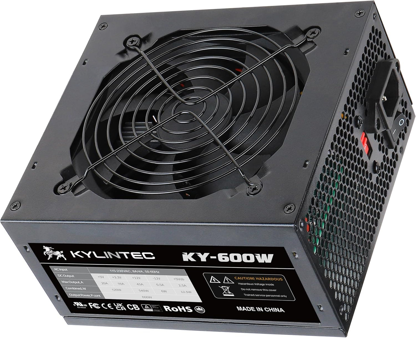 600W Power Supply ATX PSU Non-Modular with 6+2 Pin Connectors