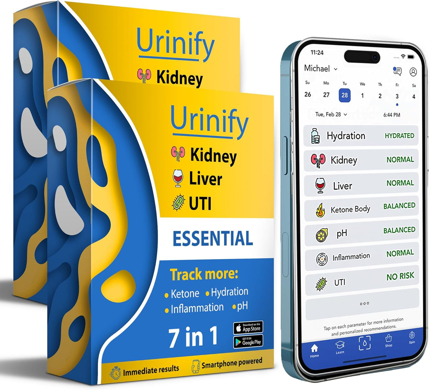 URINIFY Essential Mobile App Urine Test Strips for Health