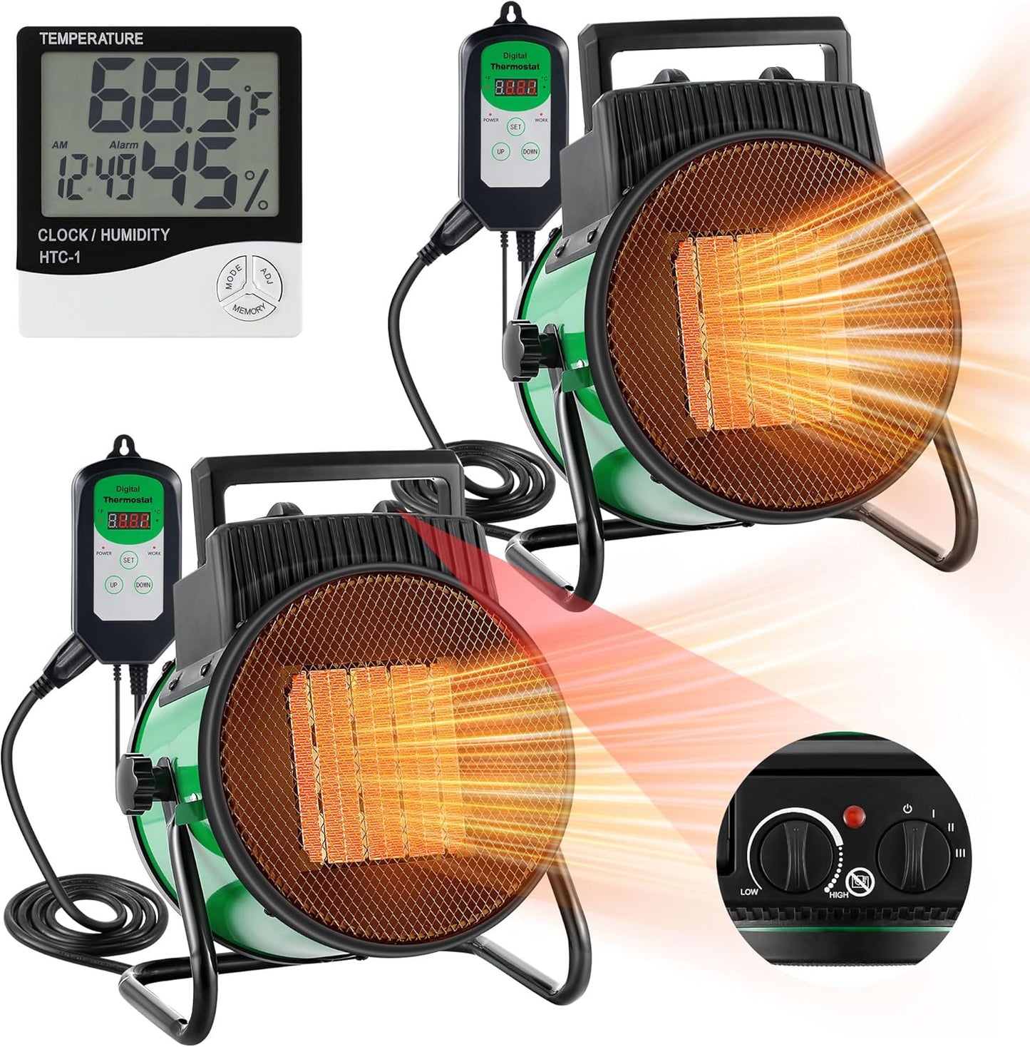 Dreyoo 2-Pack Greenhouse Heater: Rapid Heating & Precise Control