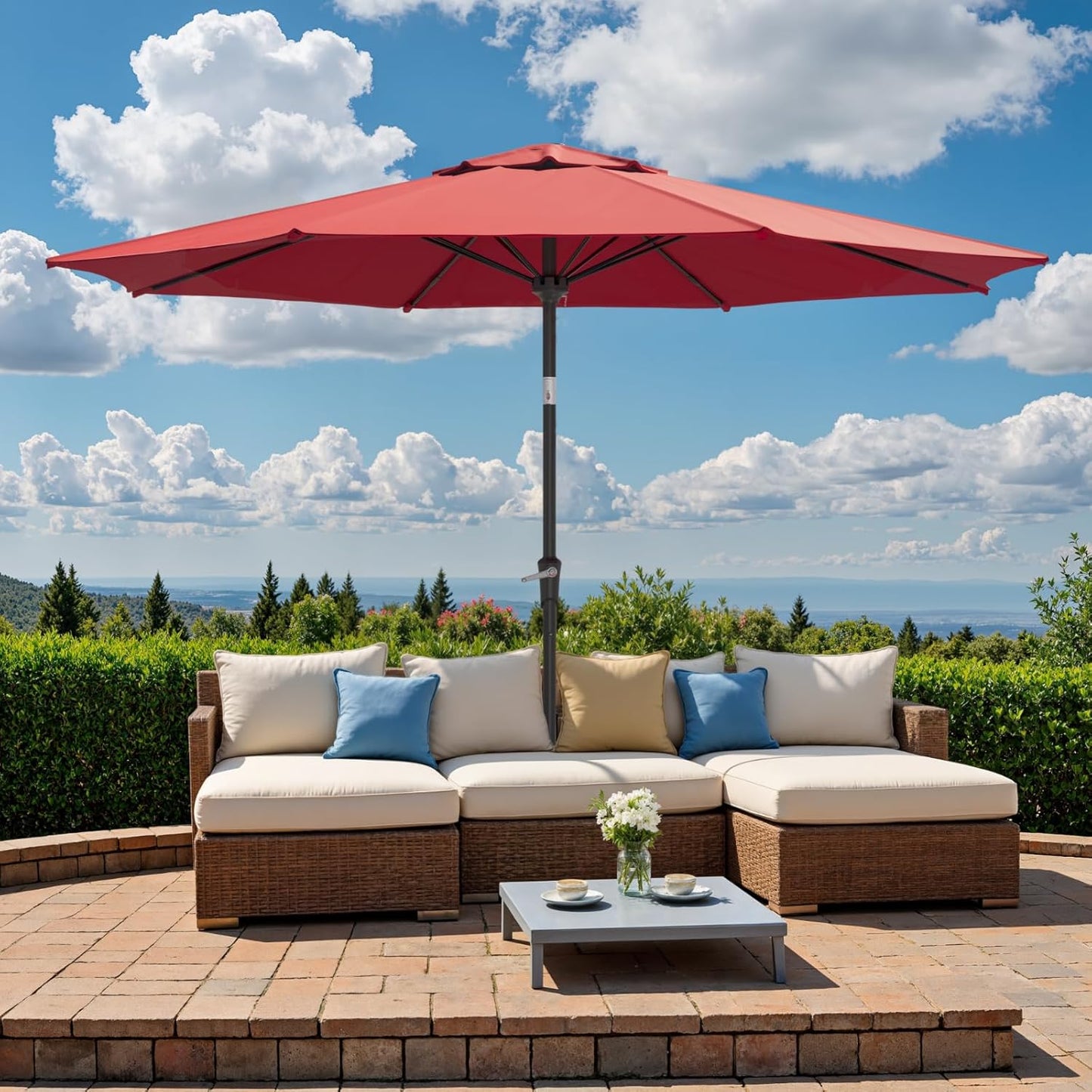 10FT Outdoor Patio Umbrella with Tilt and Crank for Comfort