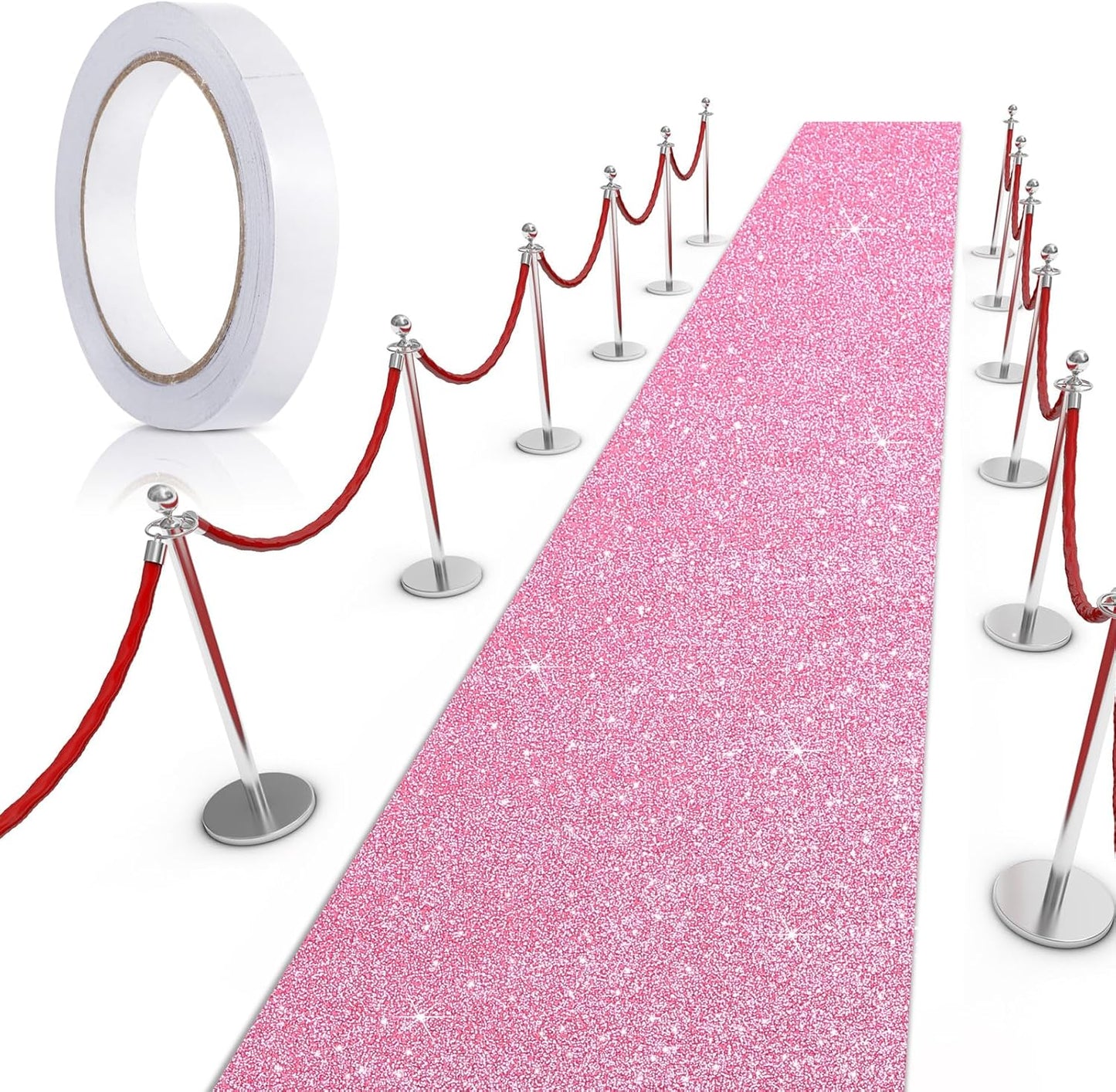 Glitter Pink Carpet Runner Rug for Weddings and Parties