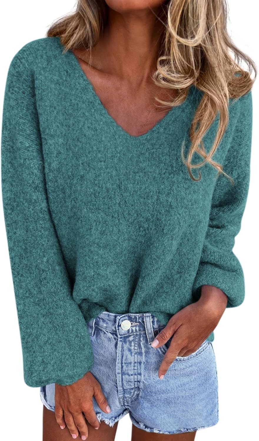 KIRUNDO Oversized V Neck Sweaters for Women Fall 2025 Trendy