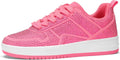 Sparkle Rhinestone Sneakers White Leather Low Top - Comfortable Walks