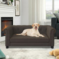 Large Dog Sofa Couch 200 lb Capacity - Dark Brown Memory Foam Pet Sofa