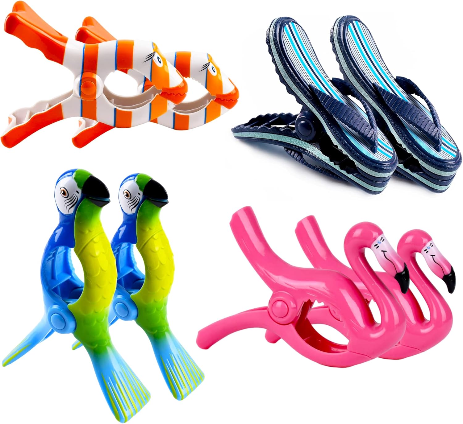 Durable Parrot & Flamingo Beach Chair Clips - Family Essential